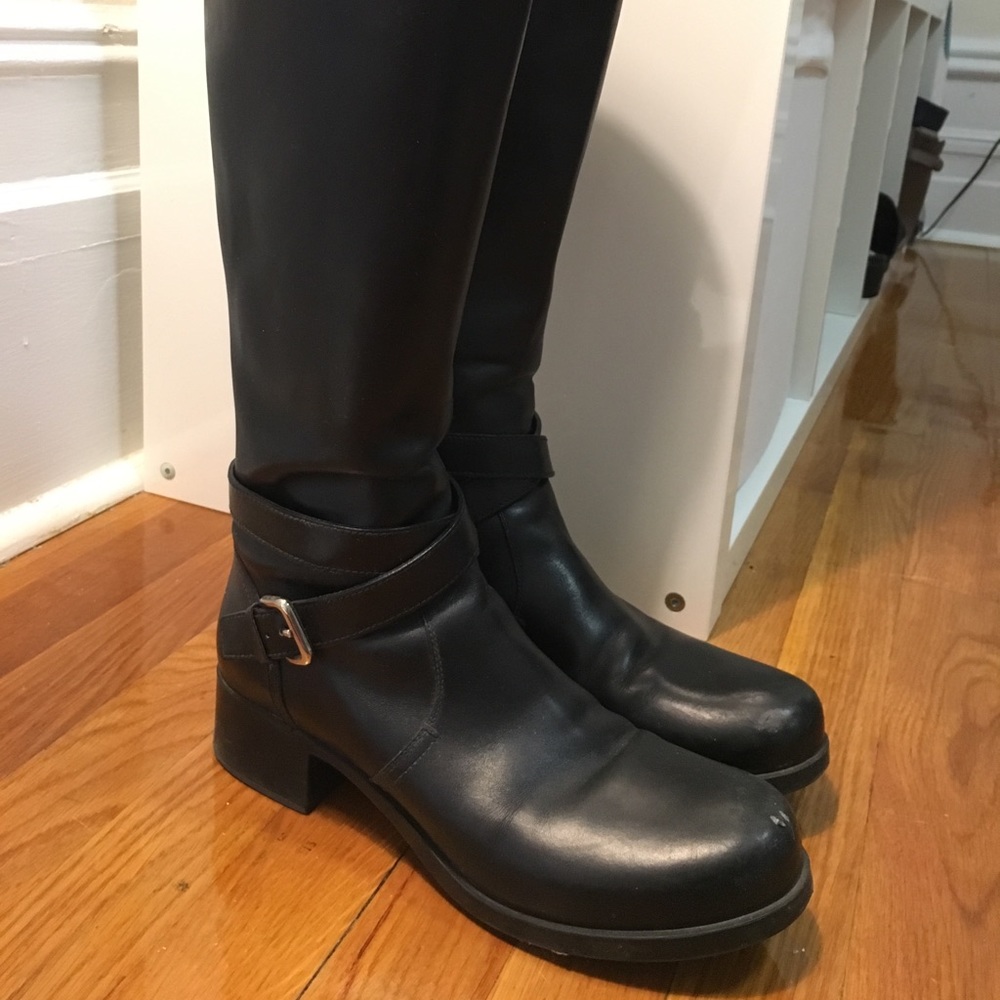 Black Prada moto knee high boot. Size 39